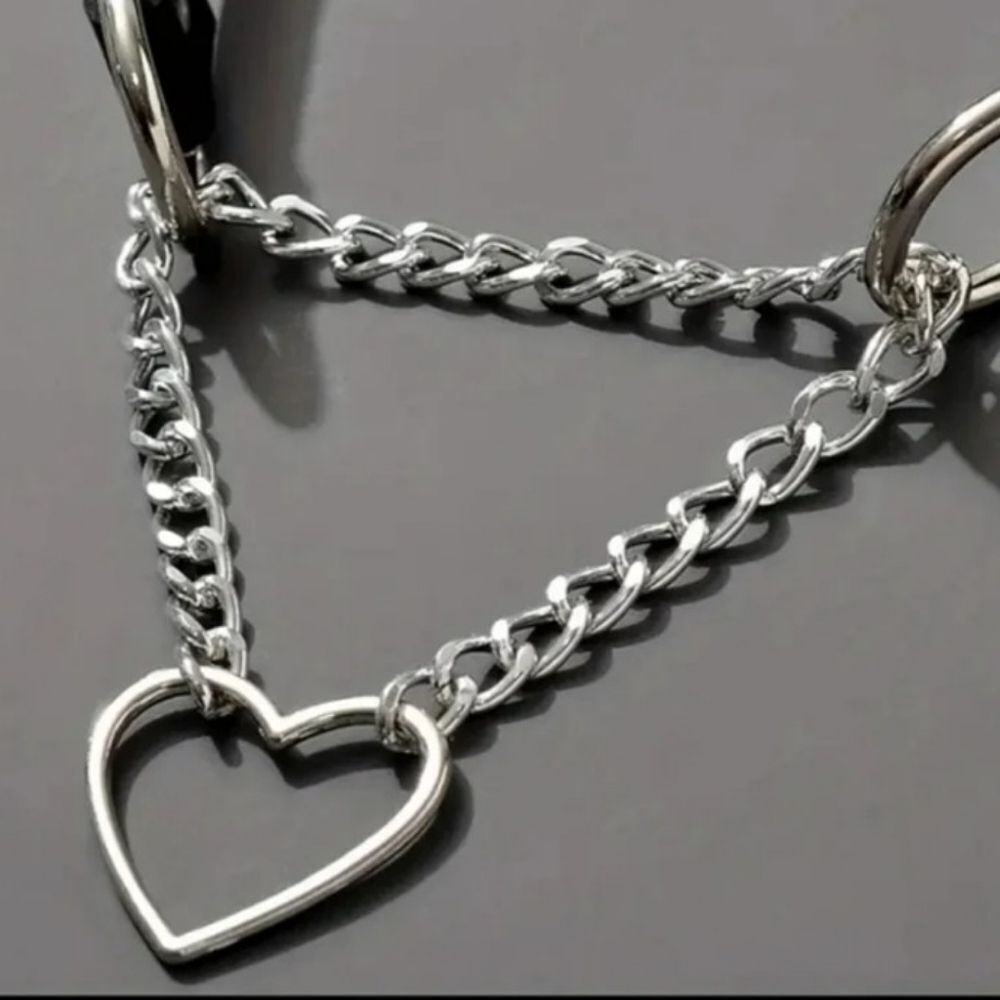 Chain Choker Collar, Heart Shaped Choker Necklace, S Choker, Gothic Chain Choker - Picture 6 of 12